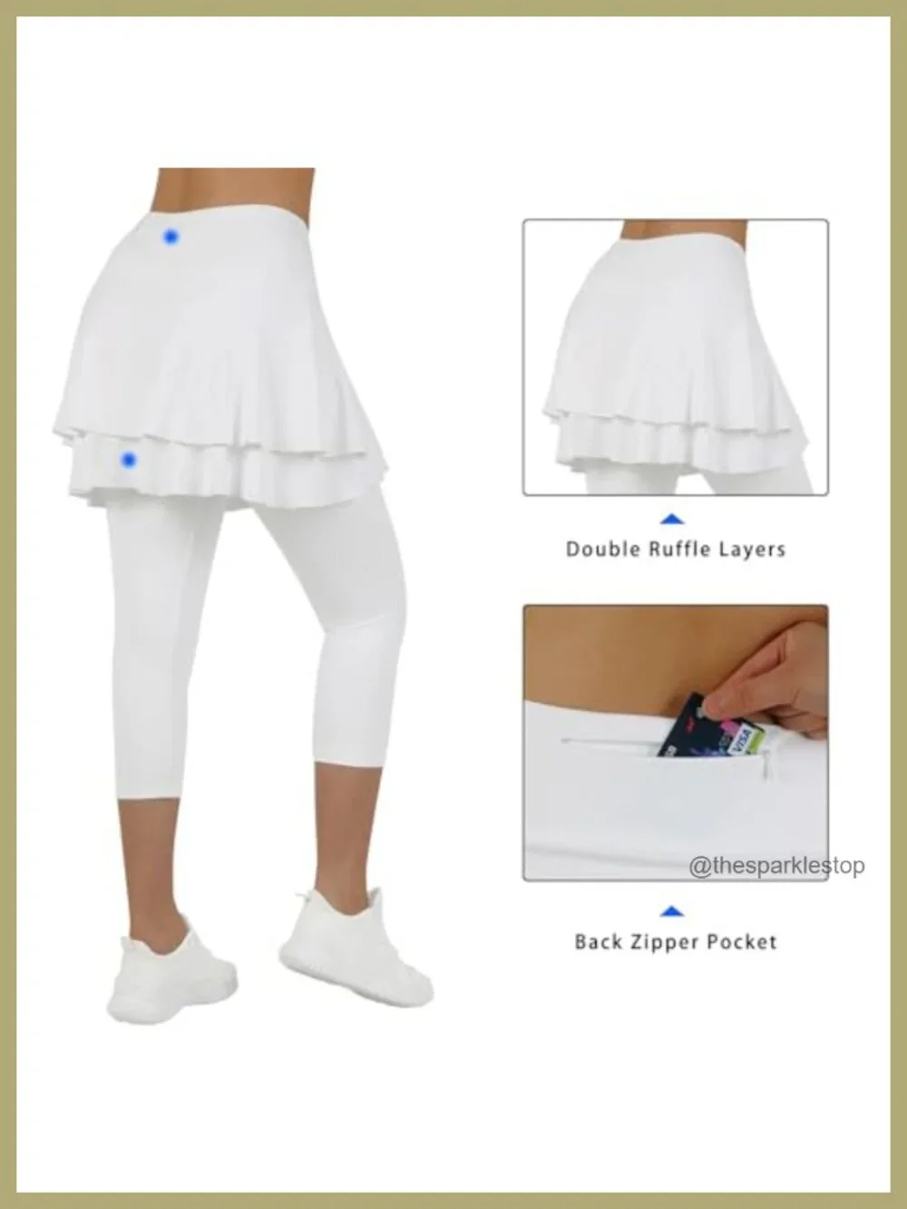Skirted Leggings with Pockets, High Waist Tennis Skort, Athletic Capri